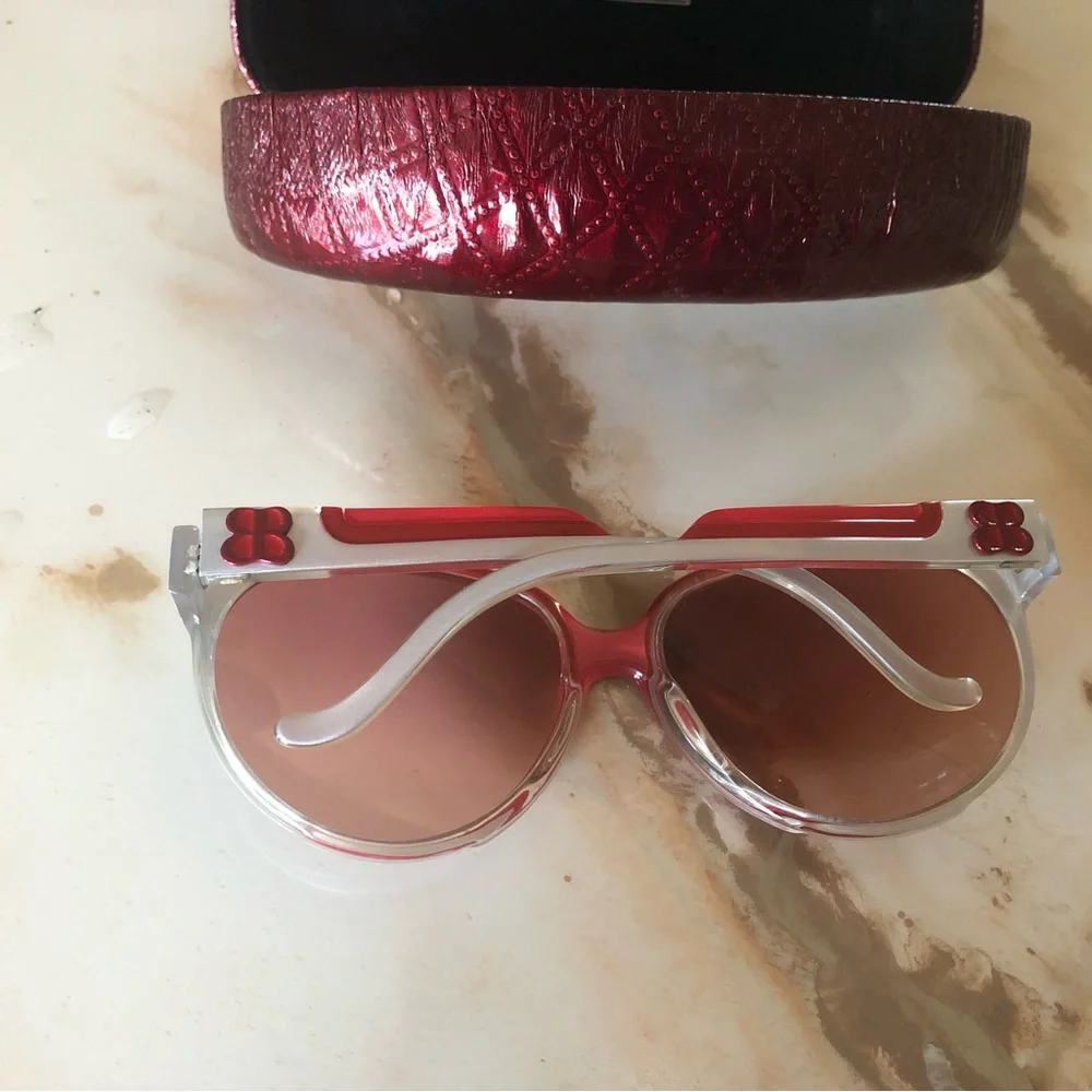 Corinne McCormick, burgundy and silver sunglasses with burgundy sunglasses case - Picture 8 of 9